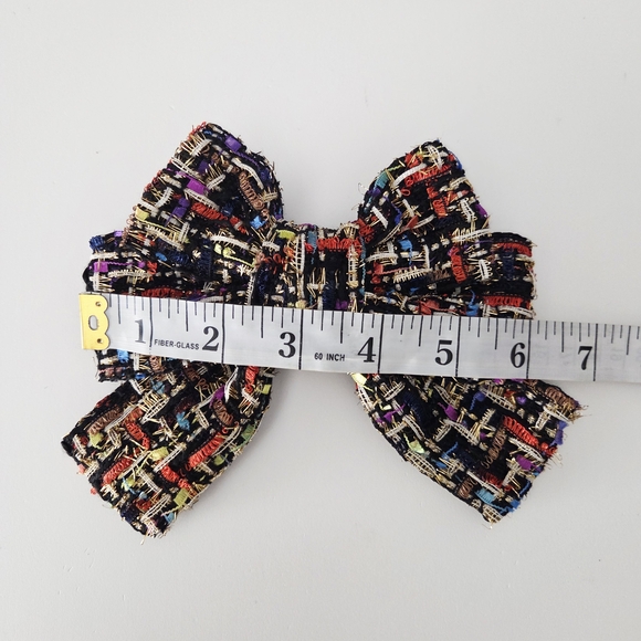 Multicolor Tweed bow brooch tie pin - Picture 7 of 11